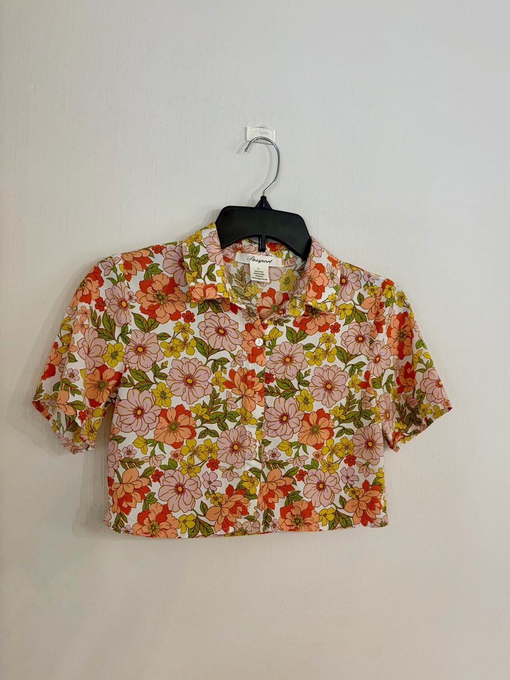 Passport Floral Cropped Button-Up Shirt – Size Small